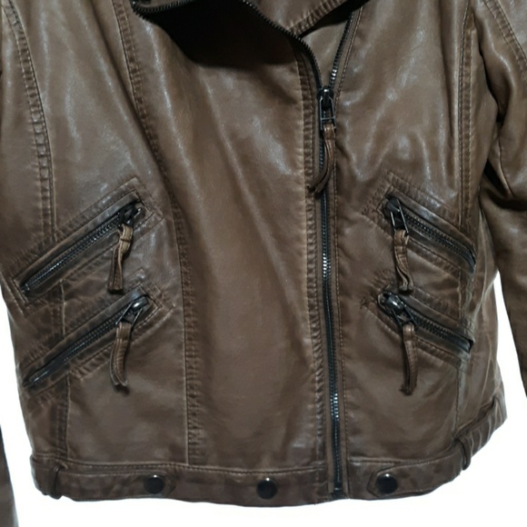 NWOT brown faux leather jacket - Picture 5 of 6